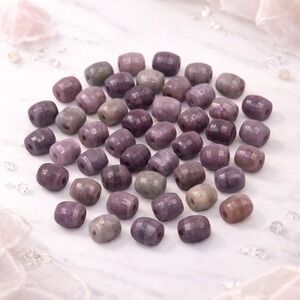 45 Lepidolite 8mm Faceted Barrel Gemstone Beads Center Drilled Jewelry Lot